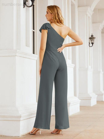 Baoleely Women's One Shoulder Long Jumpsuit Formal Evening Dress Long Bridesmaid Dresses Pants Wedding Party 28034