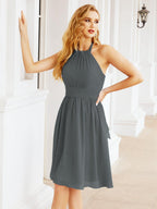 Robe de demoiselle d'honneur courte en mousseline de soie, dos nu, sans manches, robe de soirée formelle, dos nu, Baoleely 28023 