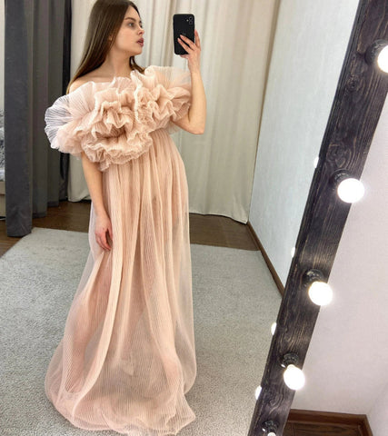 6105#Bata de maternidad transparente para sesión de fotos de embarazo en tul 