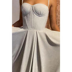 Robe de bal scintillante à bretelles spaghetti et poches pour femme 