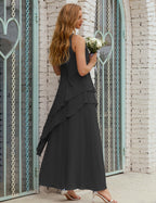Vestido largo de gasa de talla grande para la madre de la novia, vestido de gala para dama de honor, vestido de graduación SY28019