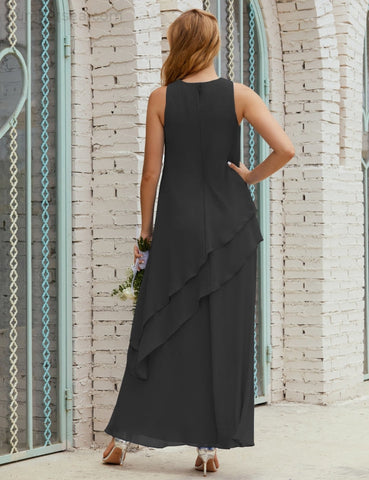 Vestido largo de gasa de talla grande para la madre de la novia, vestido de gala para dama de honor, vestido de graduación SY28019