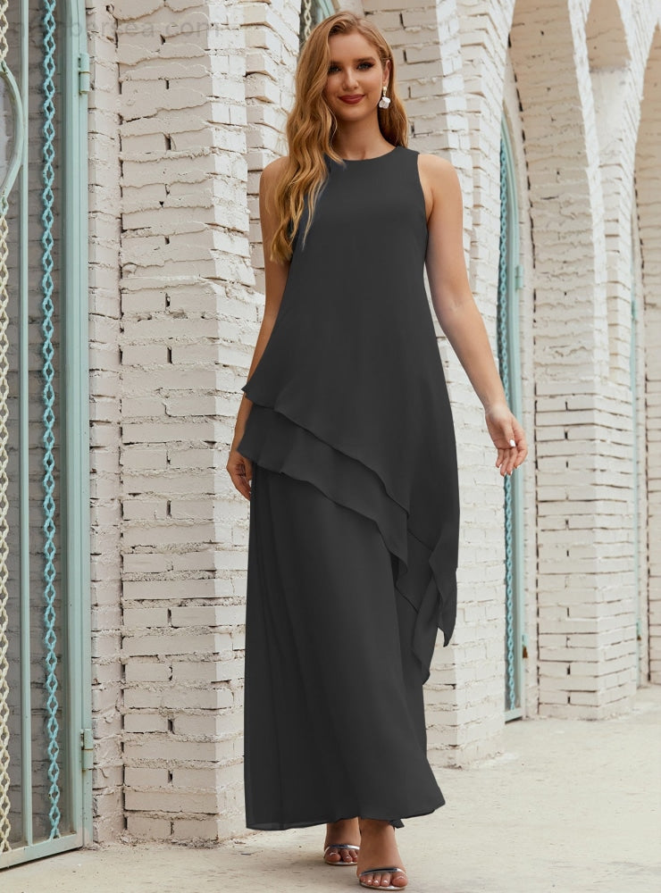 Vestido largo de gasa de talla grande para la madre de la novia, vestido de gala para dama de honor, vestido de graduación SY28019