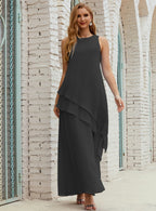 Vestido largo de gasa de talla grande para la madre de la novia, vestido de gala para dama de honor, vestido de graduación SY28019