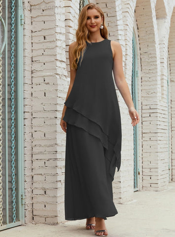 Vestido largo de gasa de talla grande para la madre de la novia, vestido de gala para dama de honor, vestido de graduación SY28019