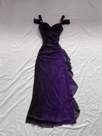 Vestido largo de fiesta de noche de gasa morada brillante con efecto degradado Y7488