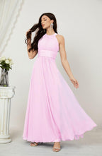 Robe de soirée formelle Baoleely en mousseline de soie, col licou, longue, sans manches, robe de demoiselle d'honneur 2802 