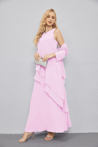 Vestidos de madre de la novia con cárdigan ligero abierto al frente, vestido formal de fiesta 28081 