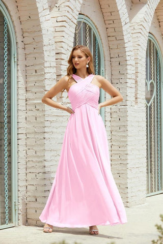 Vestidos de dama de honor con cuello halter, vestido formal de cóctel o de fiesta 28015 