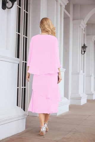 Vestido de fiesta formal de dos piezas corte A para la madre de la novia Sunderly SY28072