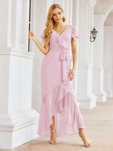 Vestidos de dama de honor Baoleely con volantes, estilo sirena, para fiestas formales, vestidos de noche, bailes de graduación y vestidos de violín 28042