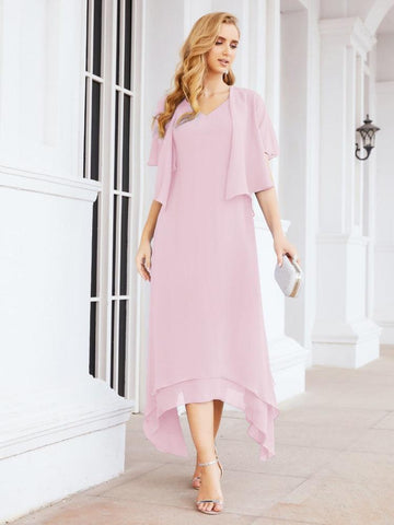 Vestido de fiesta formal de dos piezas corte A para la madre de la novia Sunderly SY28073