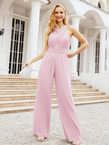 Mono con cuello cruzado Baoleely, vestido de noche formal, vestido largo de dama de honor, pantalón acampanado 28033