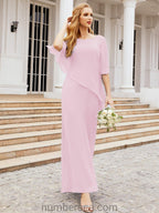 Vestido largo de fiesta formal Sunderly para la madre de la novia con capa de volantes SY28026