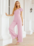 Baoleely Women's One Shoulder Long Jumpsuit Formal Evening Dress Long Bridesmaid Dresses Pants Wedding Party 28034