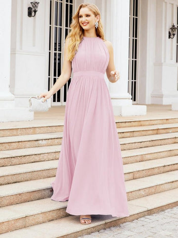 Baoleely Halter Bridesmaid Dress Empire Waist Formal Evening Prom Gown for Mother of The Bride 28030