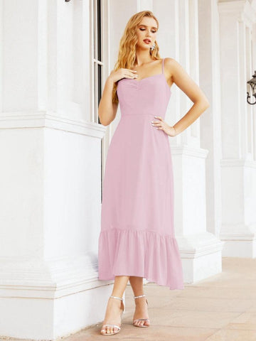 Baoleely Blackless Strap Bridesmaid Dress Ankle Length 28028