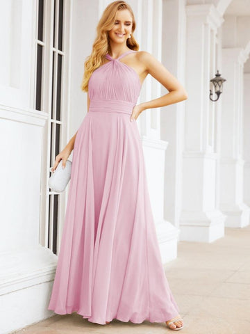 Baoleely Crisscross Halter Bridesmaid Dresses for Party Wedding Evening Prom Maxi Ball Gowns 28053
