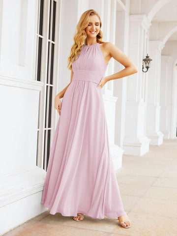 Vestidos de dama de honor Baoleely con escote tipo ojo de cerradura, sin mangas, para fiestas formales de noche y graduación 28043