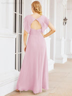 Robe de demoiselle d'honneur Sunnderly, robe de bal formelle à cape, robe dos nu pour la mère de la mariée SY28058 