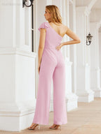 Baoleely Women's One Shoulder Long Jumpsuit Formal Evening Dress Long Bridesmaid Dresses Pants Wedding Party 28034