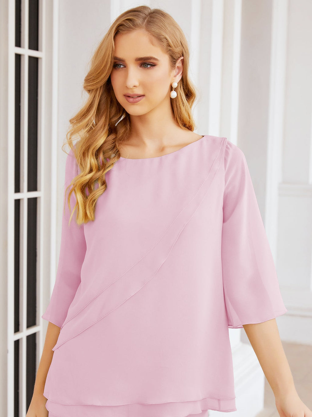 Baoleely Élégante robe mère de la mariée 2 pièces, grande taille, pantalon, volants, couches argentées, peignoir 28064