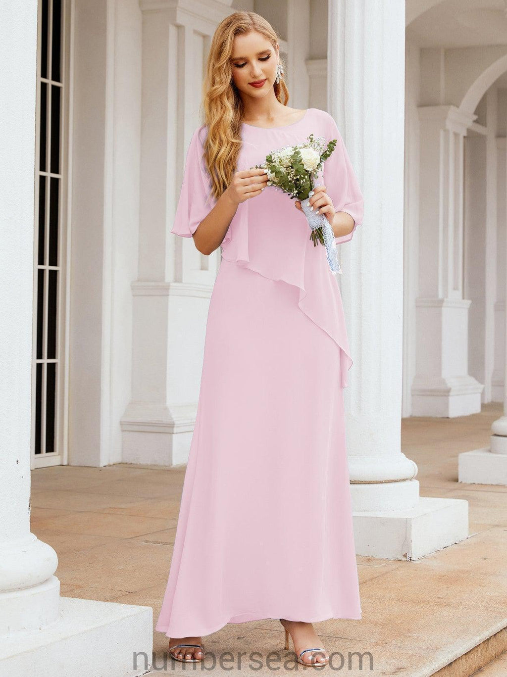Vestido largo de fiesta formal Sunderly para la madre de la novia con capa de volantes SY28026