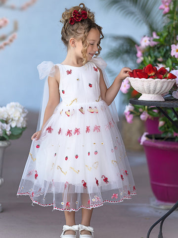 Robe bébé fille en tulle arrivant aux genoux 