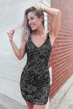 Robe de bal à sequins à col en V