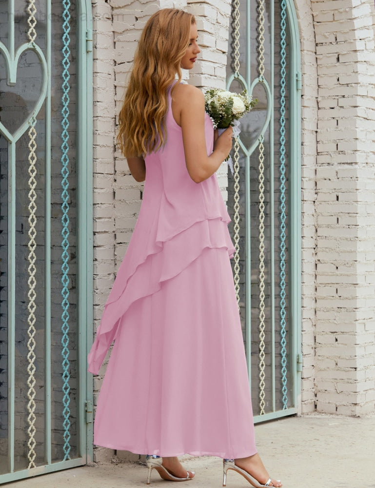 Vestido largo de gasa de talla grande para la madre de la novia, vestido de gala para dama de honor, vestido de graduación SY28019