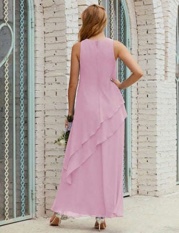 Vestido largo de gasa de talla grande para la madre de la novia, vestido de gala para dama de honor, vestido de graduación SY28019