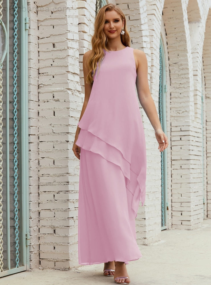 Vestido largo de gasa de talla grande para la madre de la novia, vestido de gala para dama de honor, vestido de graduación SY28019