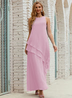 Vestido largo de gasa de talla grande para la madre de la novia, vestido de gala para dama de honor, vestido de graduación SY28019