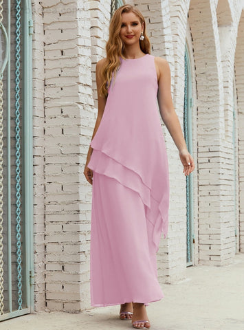 Vestido largo de gasa de talla grande para la madre de la novia, vestido de gala para dama de honor, vestido de graduación SY28019