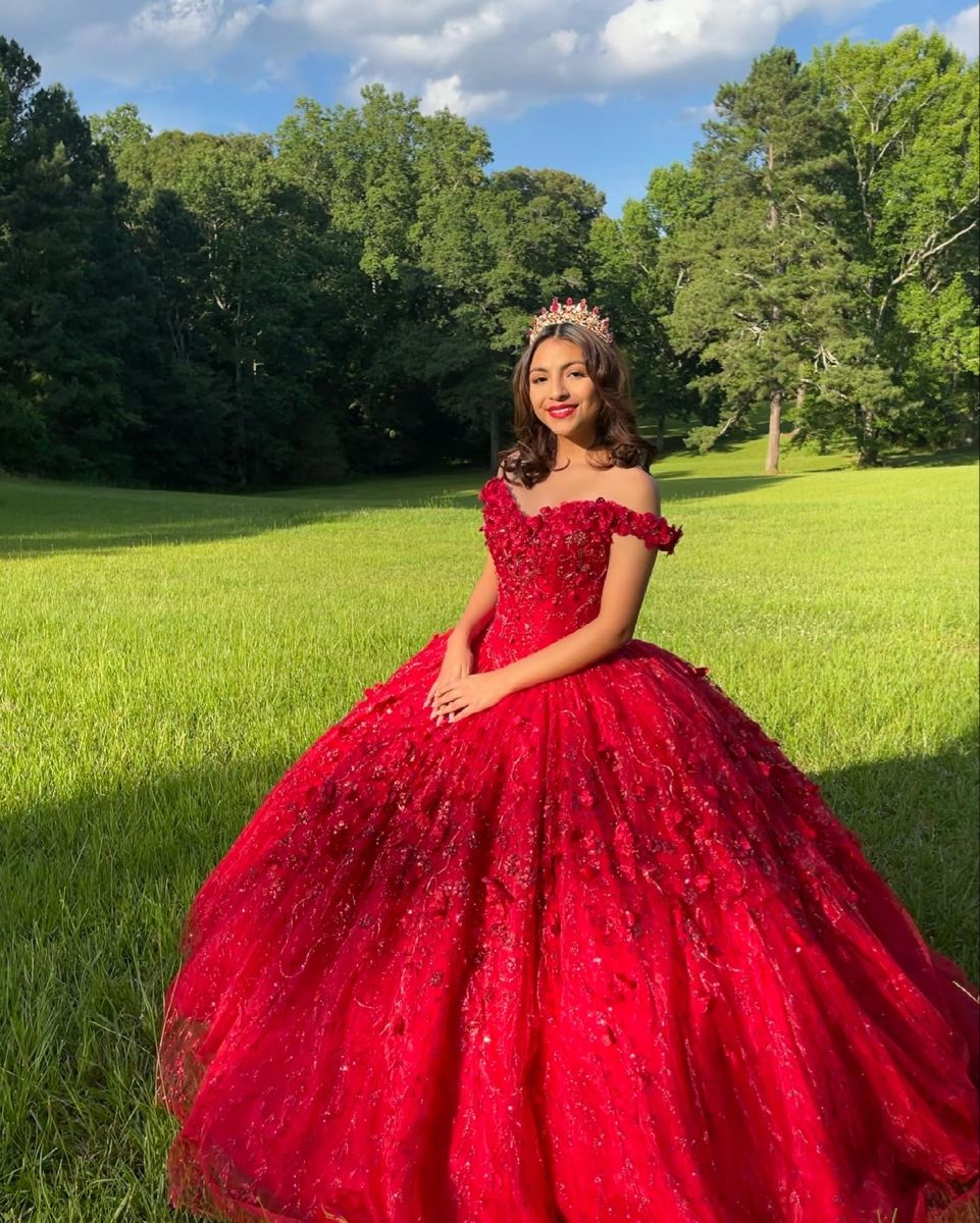 Vestido rojo de quinceañera de lujo, vestido de baile rojo, vestido rojo para dulces 16 Y2338