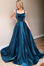 Satin Spaghetti Straps A-Line Prom Dress