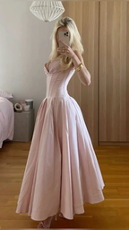 Vestido largo rosa sin tirantes corte A para baile de graduación, elegante vestido de noche, atuendo de cumpleaños Y7531