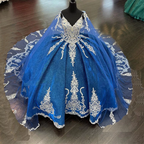 Vestido de quinceañera con cuentas, apliques de lentejuelas, vestido de princesa de baile con capa Y1516