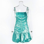 Nouvelle jupe moulante vert menthe, jupe plissée sexy, robe courte en satin plissé taille haute, robe de bal Y1903
