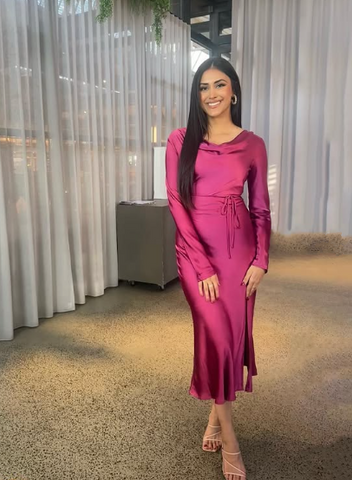 Vestido largo y modesto para invitada de boda, vestido de noche de moda Y4519