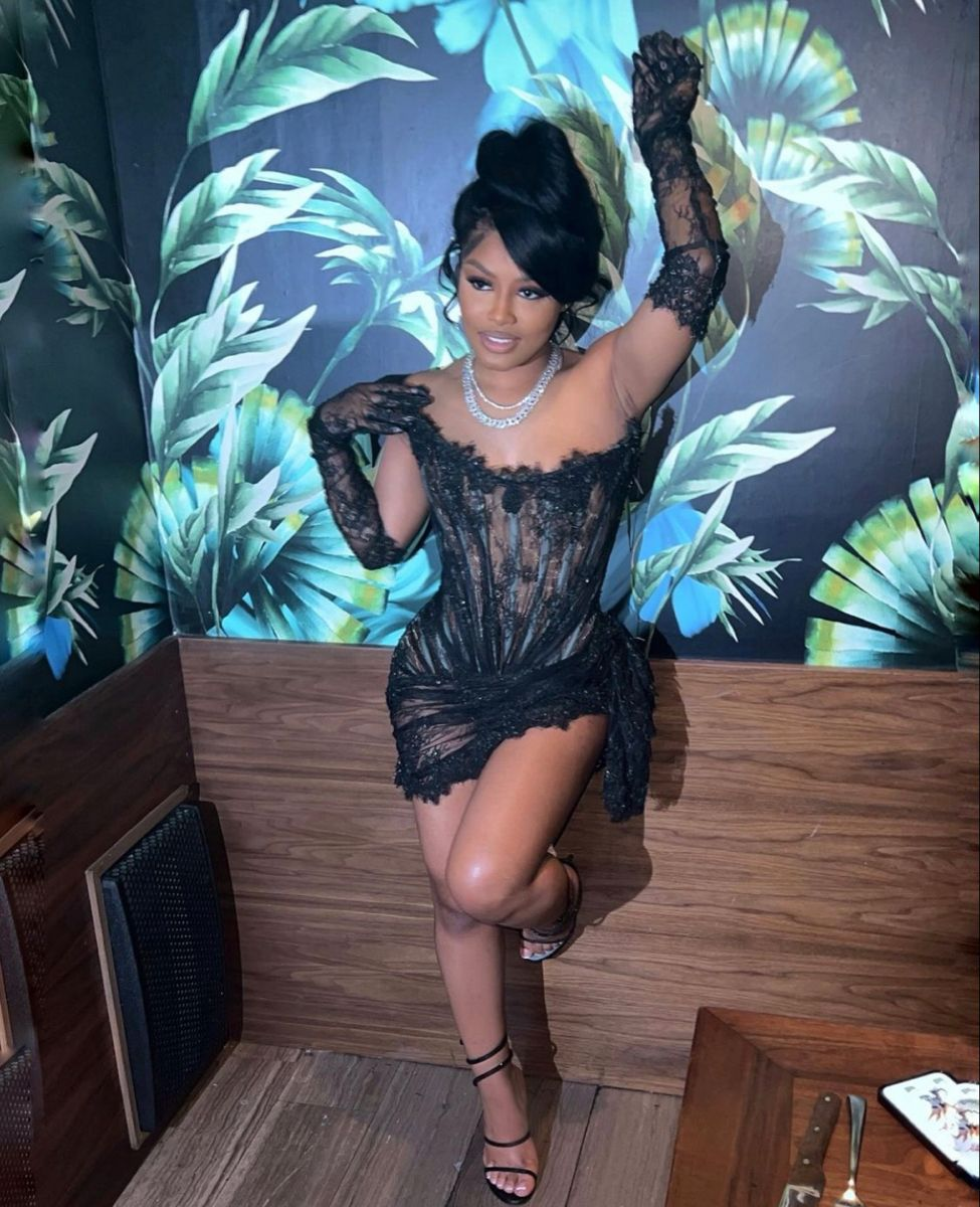 Sexy Black Lace Homecoming Dress Strapless Party Dress Y2223