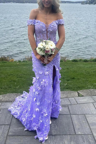 Precioso vestido de sirena con escote en V, hombros descubiertos, apliques de encaje, corte sirena, ideal para fiestas de graduación, cumpleaños y eventos especiales (Y7934)