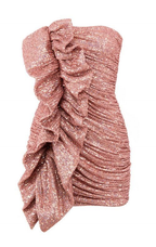 Vestido de fiesta corto sin tirantes con volantes para mujer, sexy, brillante, para baile de bienvenida Y4036