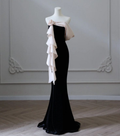 Robe de soirée élégante en satin avec traîne sirène, modèle Y6414
