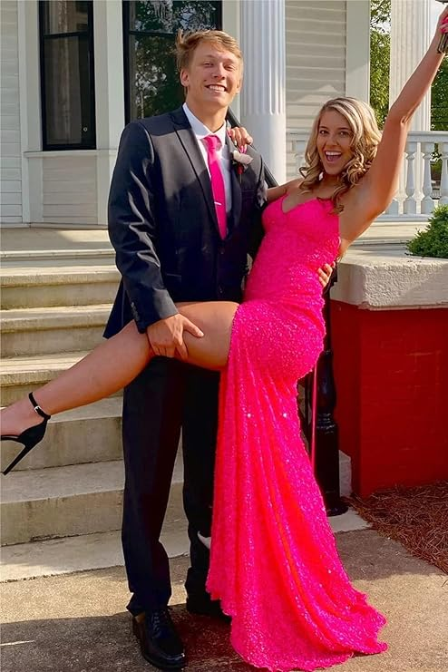 Robe de bal sirène rose élégante, robe de soirée rose Y7386
