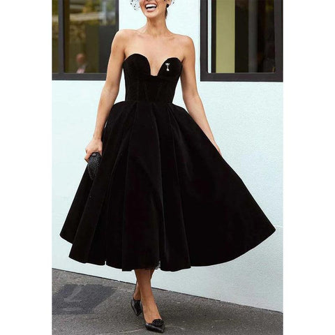 Elegant A-line Strapless Sleeveless Empire Party Prom Evening Dress
