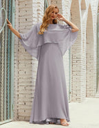 Vestido de dama de honor Sunderly para mujer, manga larga, cuello en V, de gasa, vestido formal de fiesta de boda SY28018