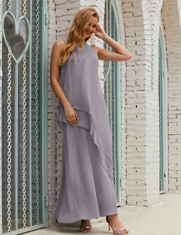 Vestido largo de gasa de talla grande para la madre de la novia, vestido de gala para dama de honor, vestido de graduación SY28019