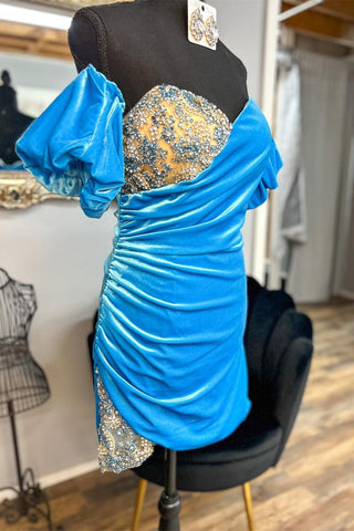 Velvet Sweetheart Beaded Short Cocktail Dress