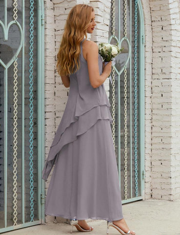 Vestido largo de gasa de talla grande para la madre de la novia, vestido de gala para dama de honor, vestido de graduación SY28019